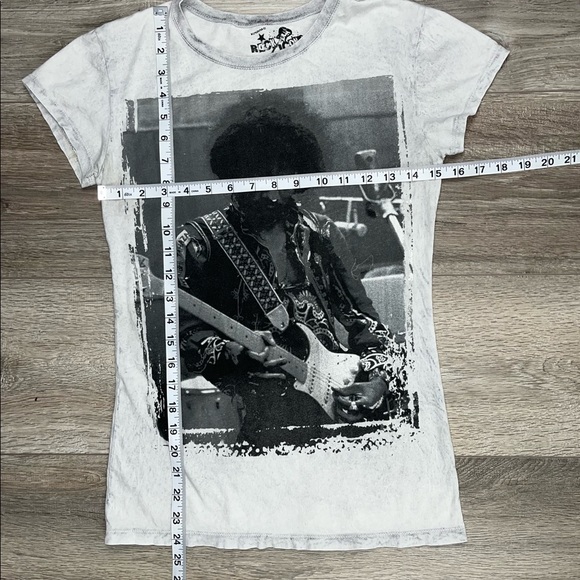 Rock Icons Jimi Hendrix T Shirt Junior’s Large Acid Wash Gray Black - Picture 4 of 10